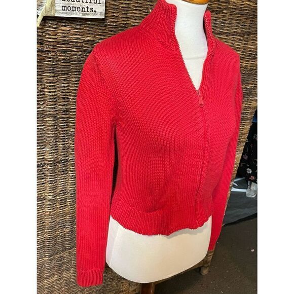 Esprit Vintage (Deadstock) Full Zip Long Sleeve 100% Cotton Mock Collar Red Card - Picture 11 of 11
